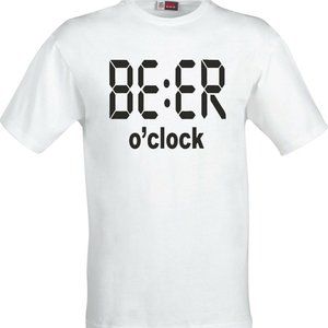 BEER O`CLOCK FUNNY ADULT HUMOUR XMAS GIFT T SHIRT White